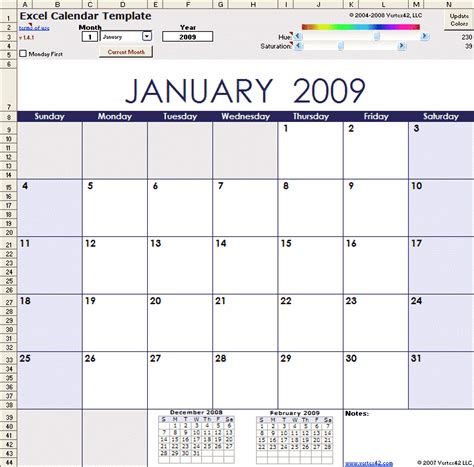 microsoft excel calendar template.